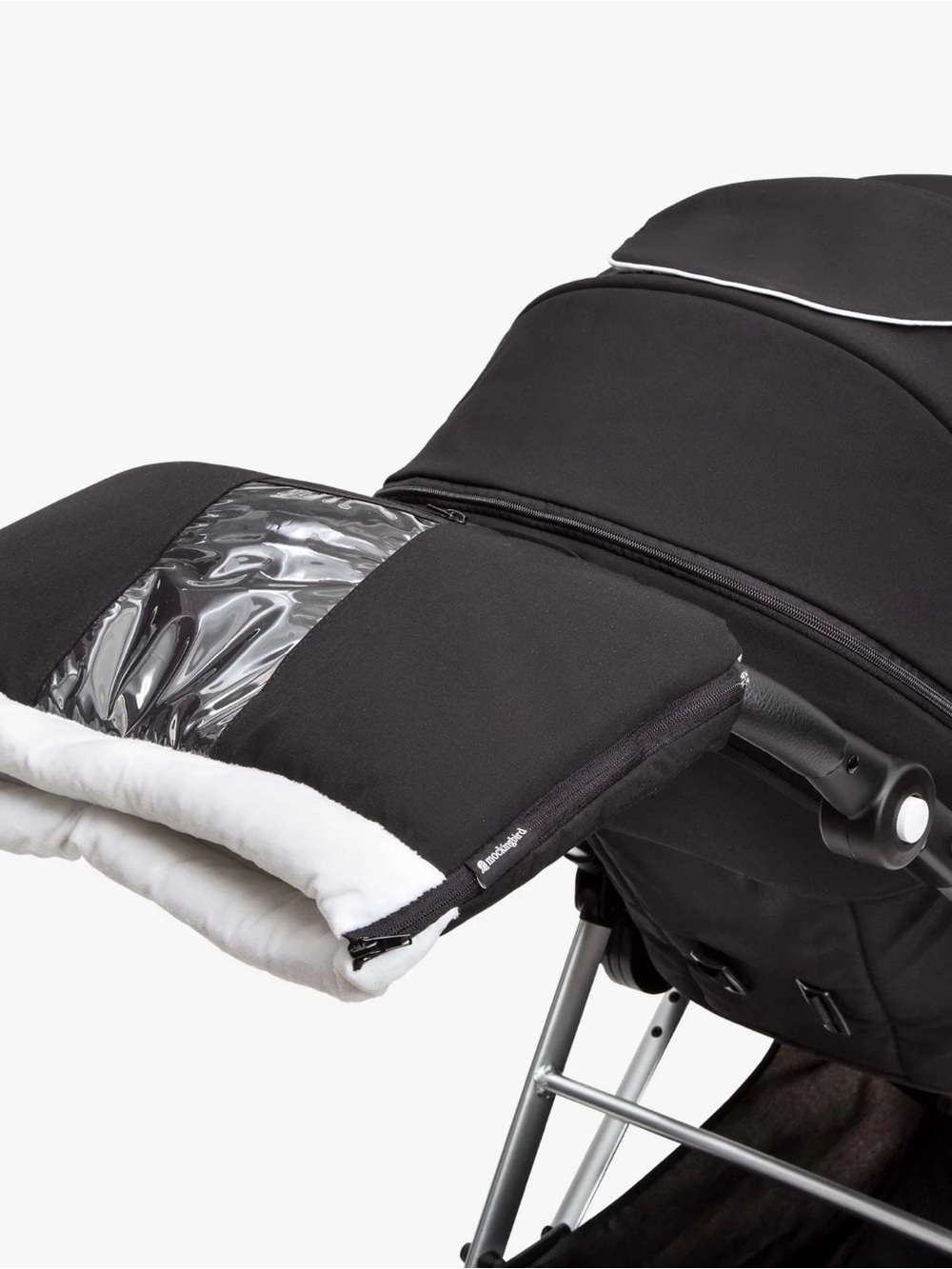 Mockingbird Stroller Hand Muff in Black with Clear Window